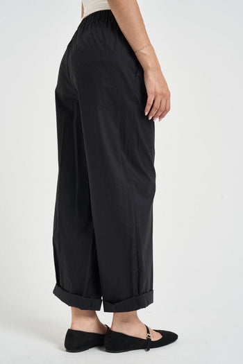 Pantalone donna con pinces nero - 5