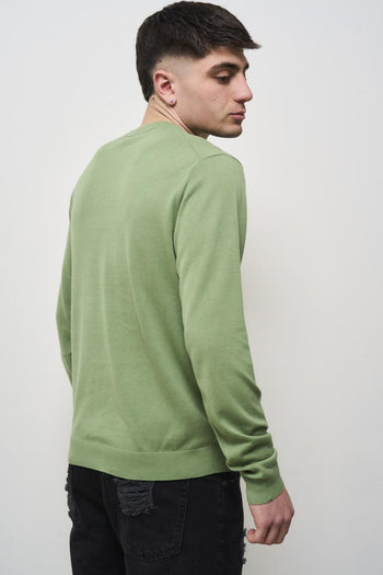 Men's green crew neck sweater - 5