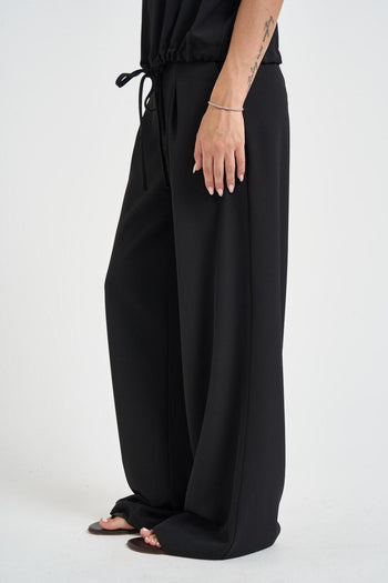 Abito donna con coulisse in vita nero - 5