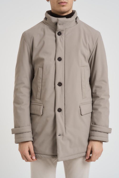 Giubbotto trench midi uomo grigio chiaro