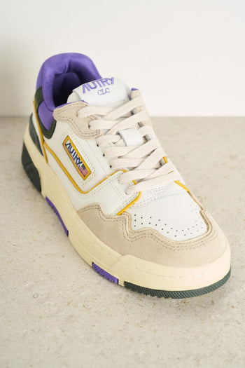 Sneakers donna low bianco, verde e viola - 4
