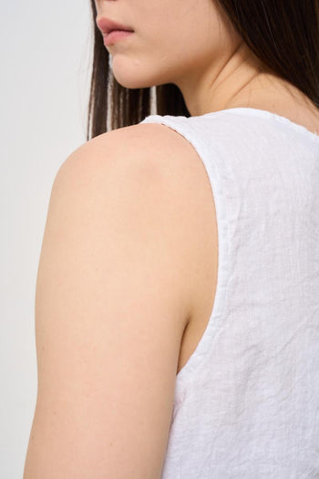 Top donna in lino bianco - 5