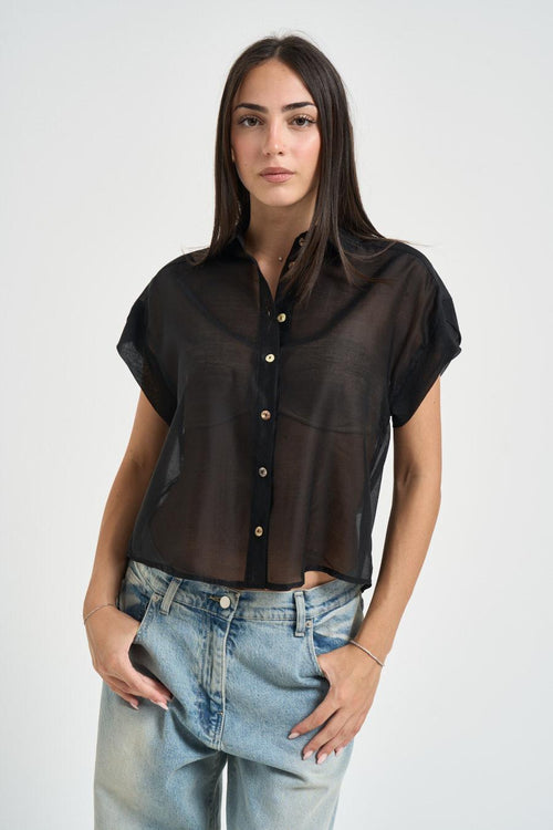 Camicia donna semitrasparente nera - 1