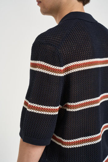 Polo uomo in maglia a righe nera - 5