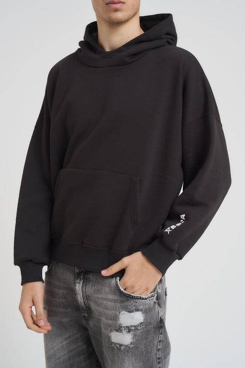 Felpa uomo con cappuccio grigio piombo