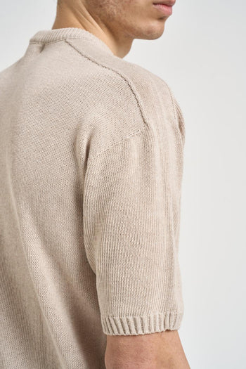 Polo uomo in maglia beige - 5