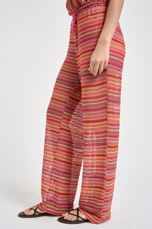 Pantalone donna a righe multicolor - 2