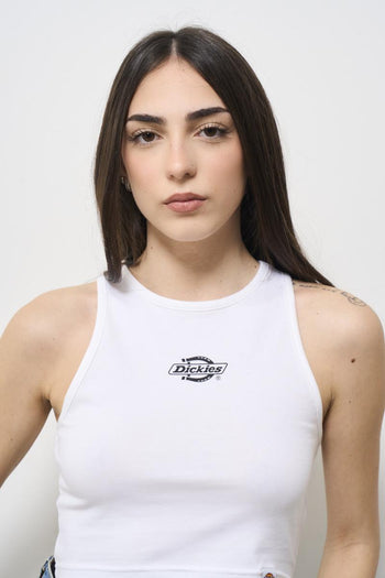 Top donna bianco smanicato - 3