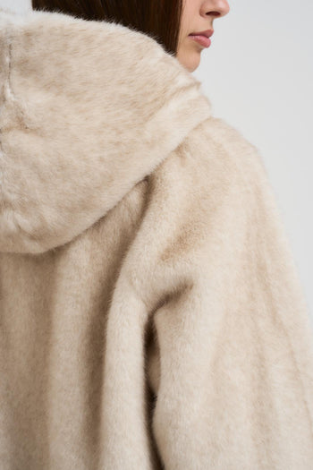 Ecopelliccia donna con cappuccio latte - 5