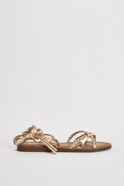 Sandalo donna flat intrecciato oro