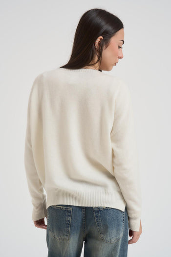 Maglia donna girocollo panna - 4