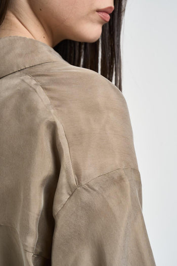 Camicia donna fluida verde militare - 5