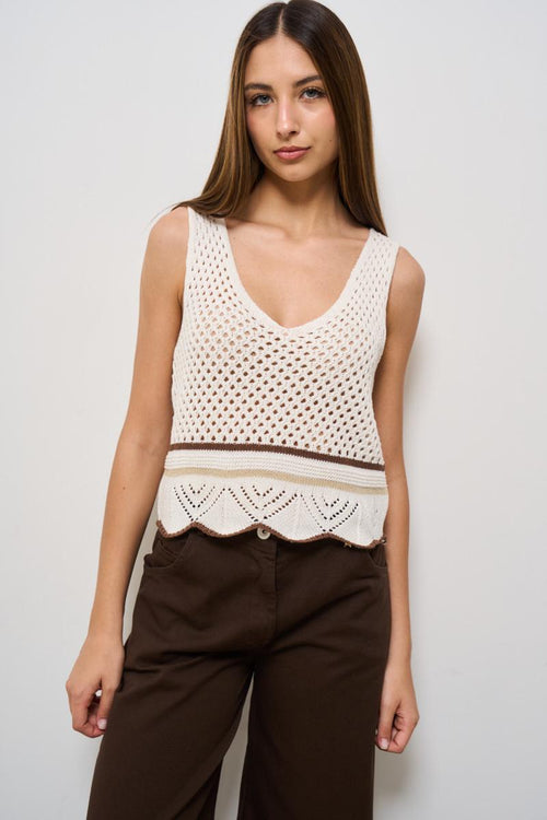 Top donna crochet bianco - 2