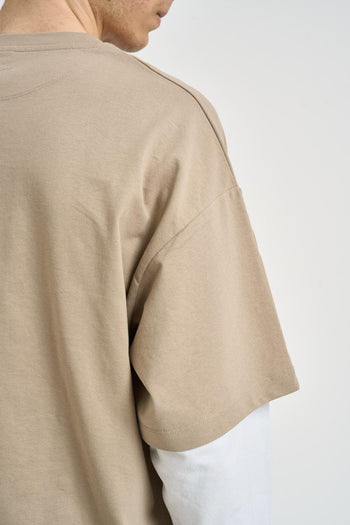 T-shirt uomo struttura a doppio strato bianca e beige - 5