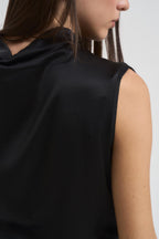 Top donna smanicato satinato nero FB025TMT 97QNERO VITTO 