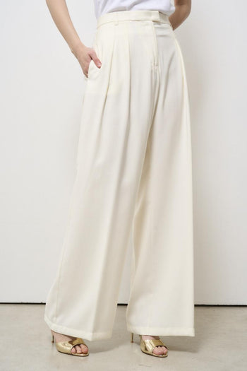 Pantalone donna a palazzo avorio - 4