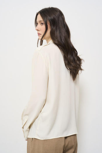 Camicia donna avorio con doppia tasca - 5