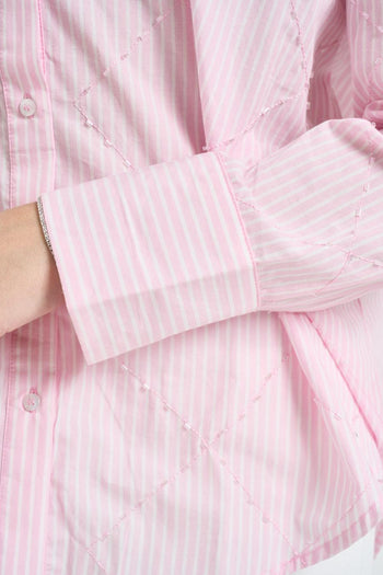 Camicia donna a righe rosa - 3
