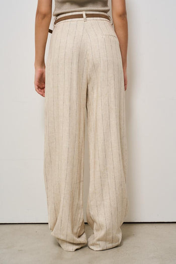 Pantalone donna gessato beige - 3