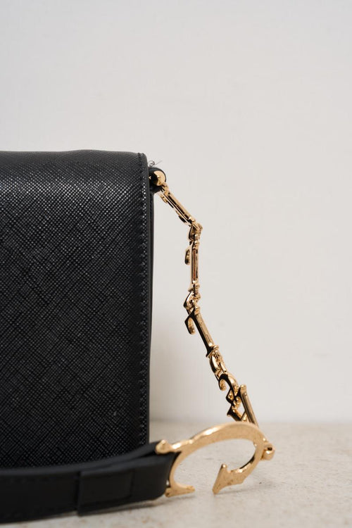 Borsa donna nera con accessorio logo tracolla - 2