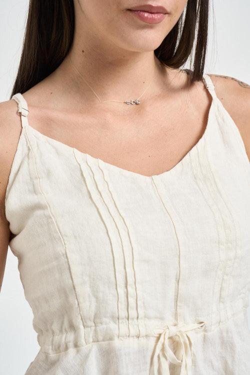 Top donna in lino bianco - 2
