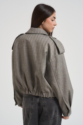 Bomber paillettes donna grigio spinato - 3