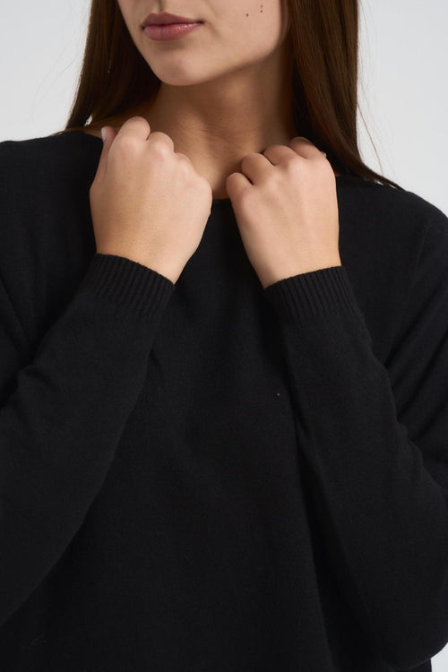 Maglia donna scollo a barca nera - 2