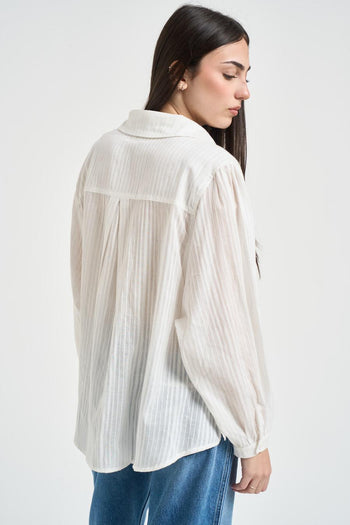 Camicia donna con manica a sbuffo bianca - 3