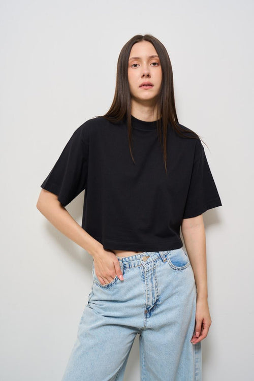 T-shirt donna girocollo nera