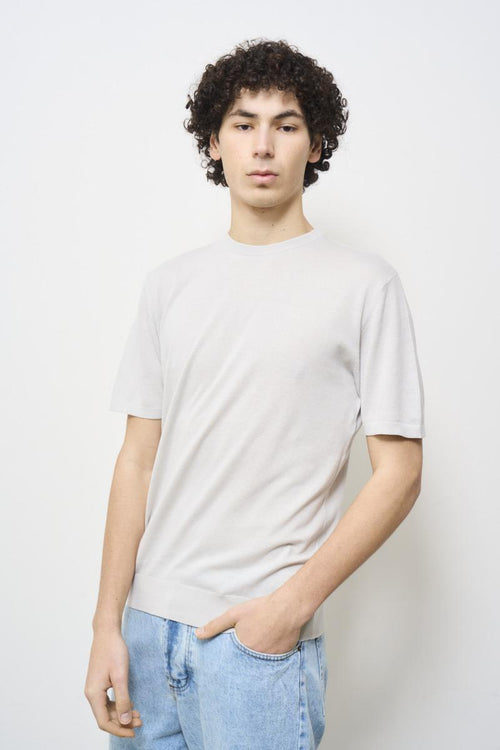 T-shirt uomo in maglia grigio perla - 2