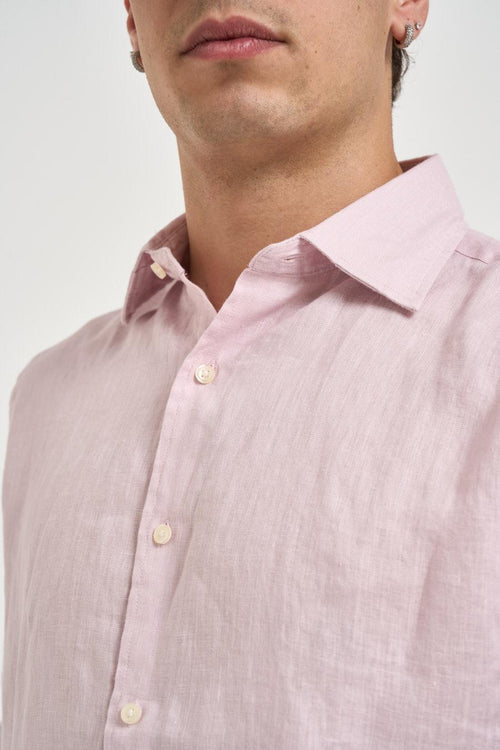 Camicia uomo in lino rosa - 2