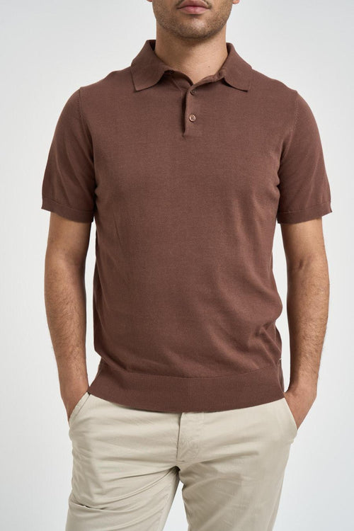 Polo uomo in maglia marrone