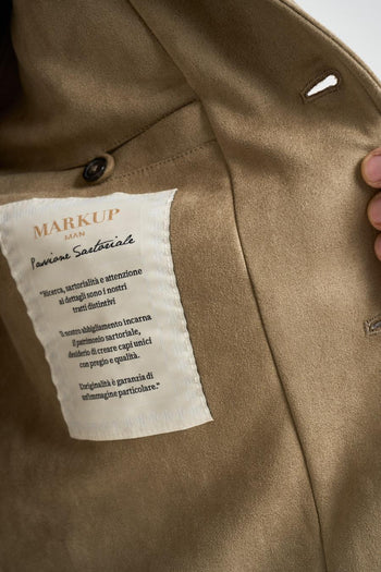 Overshirt uomo in suede beige - 9