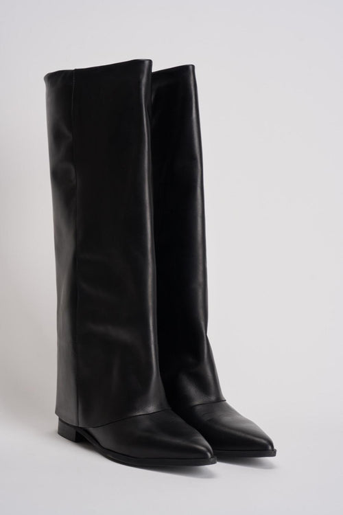 Stivale donna texano in pelle nera - 2