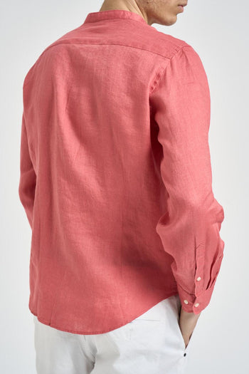 Camicia uomo in lino rosa corallo - 4