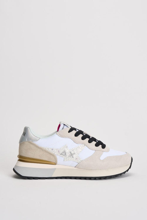 Sneakers donna suede bianco e beige