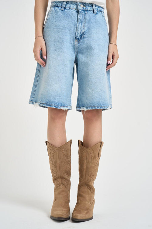 Bermuda donna in denim azzurro chiaro