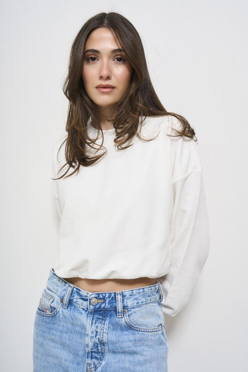 Women's white cropped sweatshirt