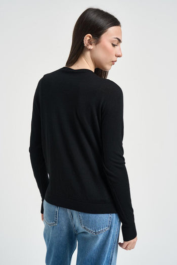 Maglia donna girocollo nera<BR/> - 3