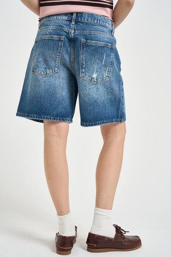 Bermuda donna in denim rotture - 4