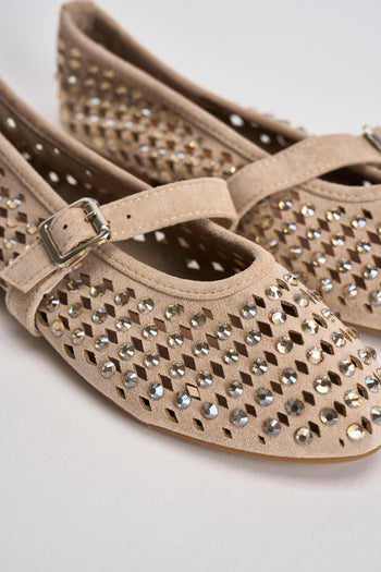 Ballerina donna con strass beige - 6