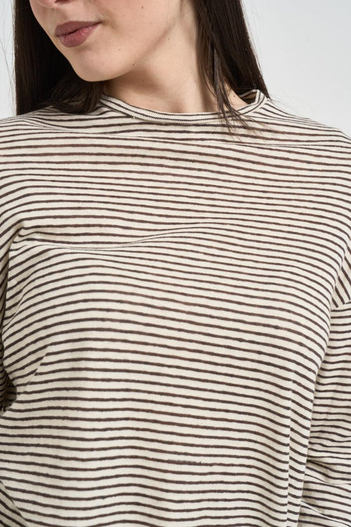 Maglia donna a righe marrone - 2