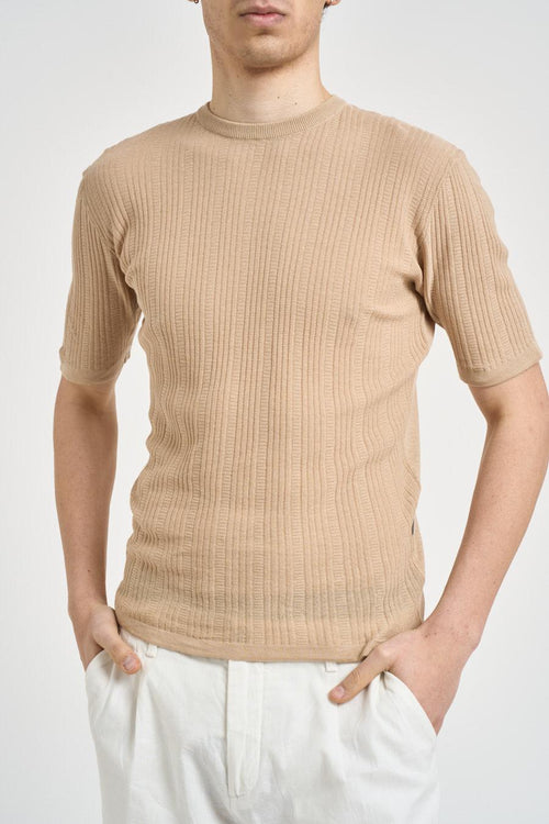 T-shirt uomo in maglia beige