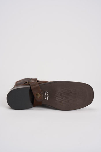 Stivale biker marrone in pelle invecchiata - 8