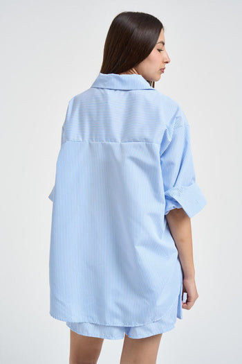 Camicia donna a righe azzurre e bianche - 4