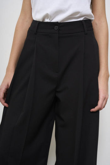 Women's black wide-leg trousers - 6