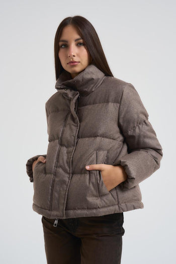 Piumino donna trapuntato marrone - 3