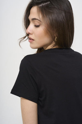 Women's black crew neck t-shirt - 4