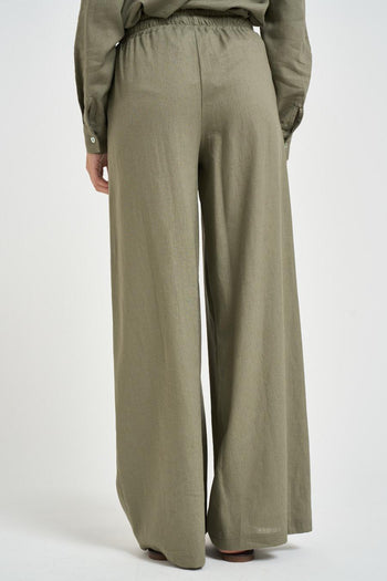 Pantalone donna fluido verde militare - 3