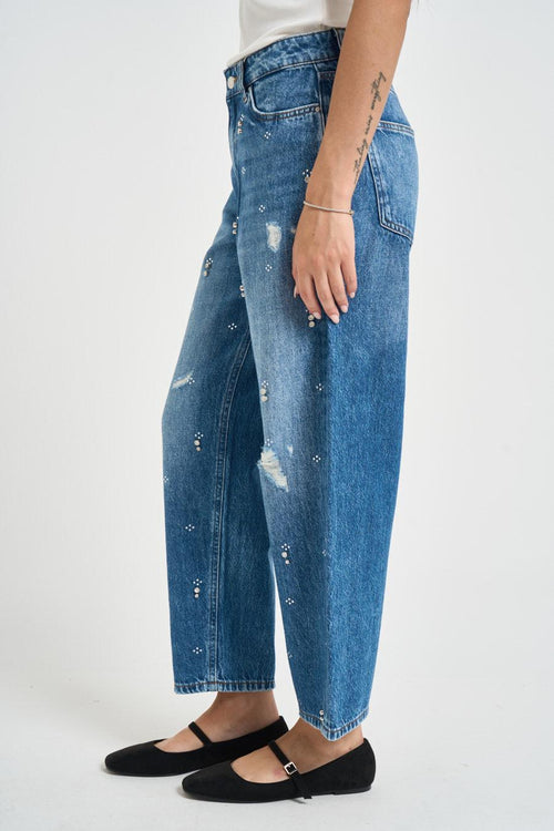 Jeans donna con strass denim - 2